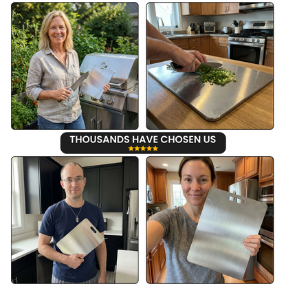 3-Piece Set | Titanium-Coated Stainless Steel Cutting Board: Clean Cuts. Hygienic. Zero Microplastics.