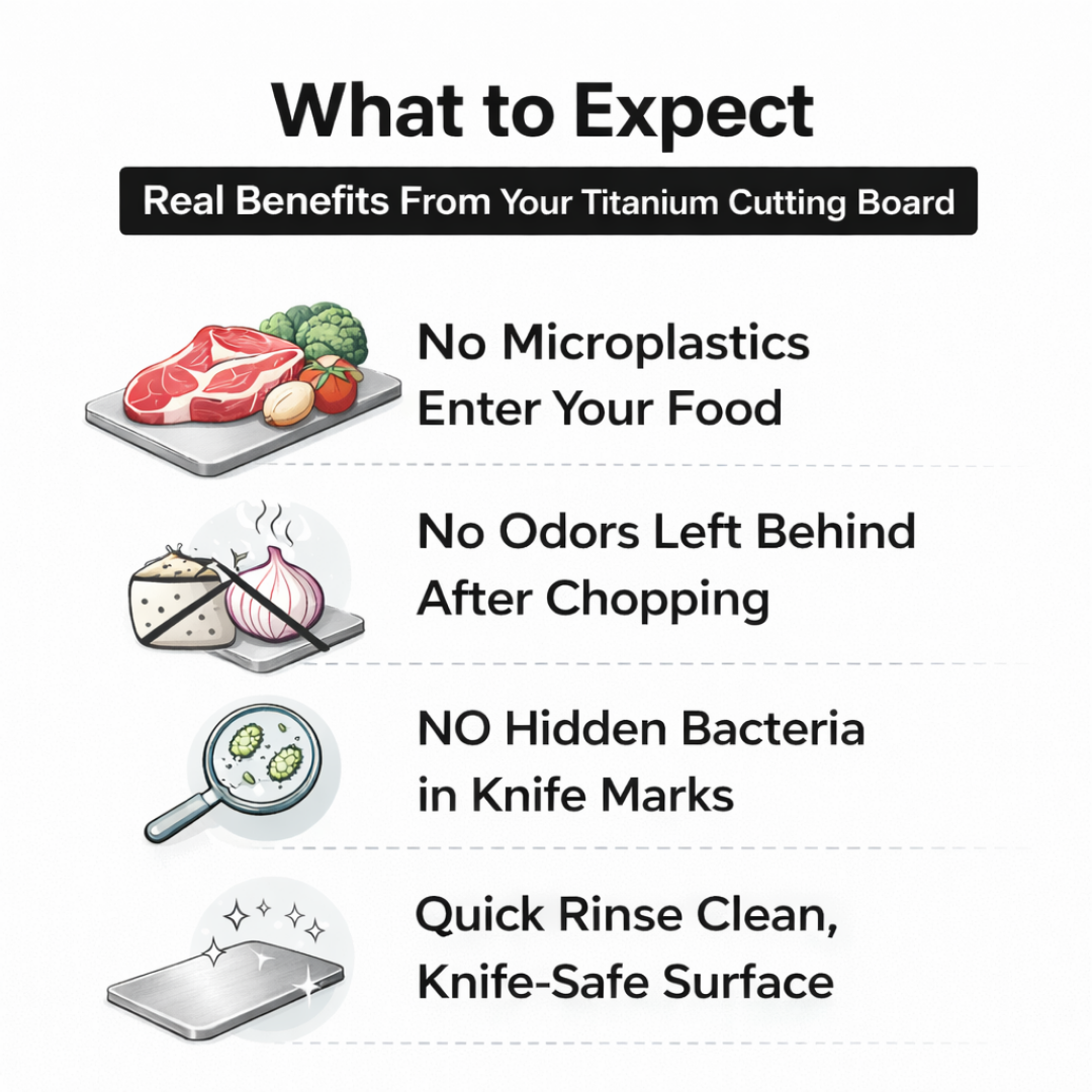 3-Piece Set | Titanium-Coated Stainless Steel Cutting Board: Clean Cuts. Hygienic. Zero Microplastics.