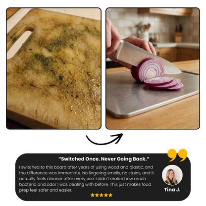 3-Piece Set | Titanium-Coated Stainless Steel Cutting Board: Clean Cuts. Hygienic. Zero Microplastics.