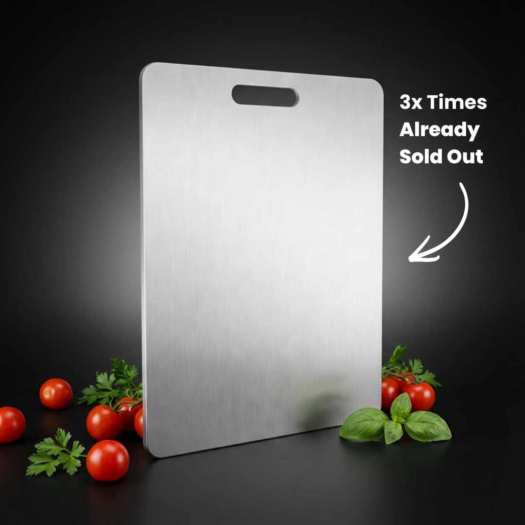3-Piece Set | Titanium-Coated Stainless Steel Cutting Board: Clean Cuts. Hygienic. Zero Microplastics.