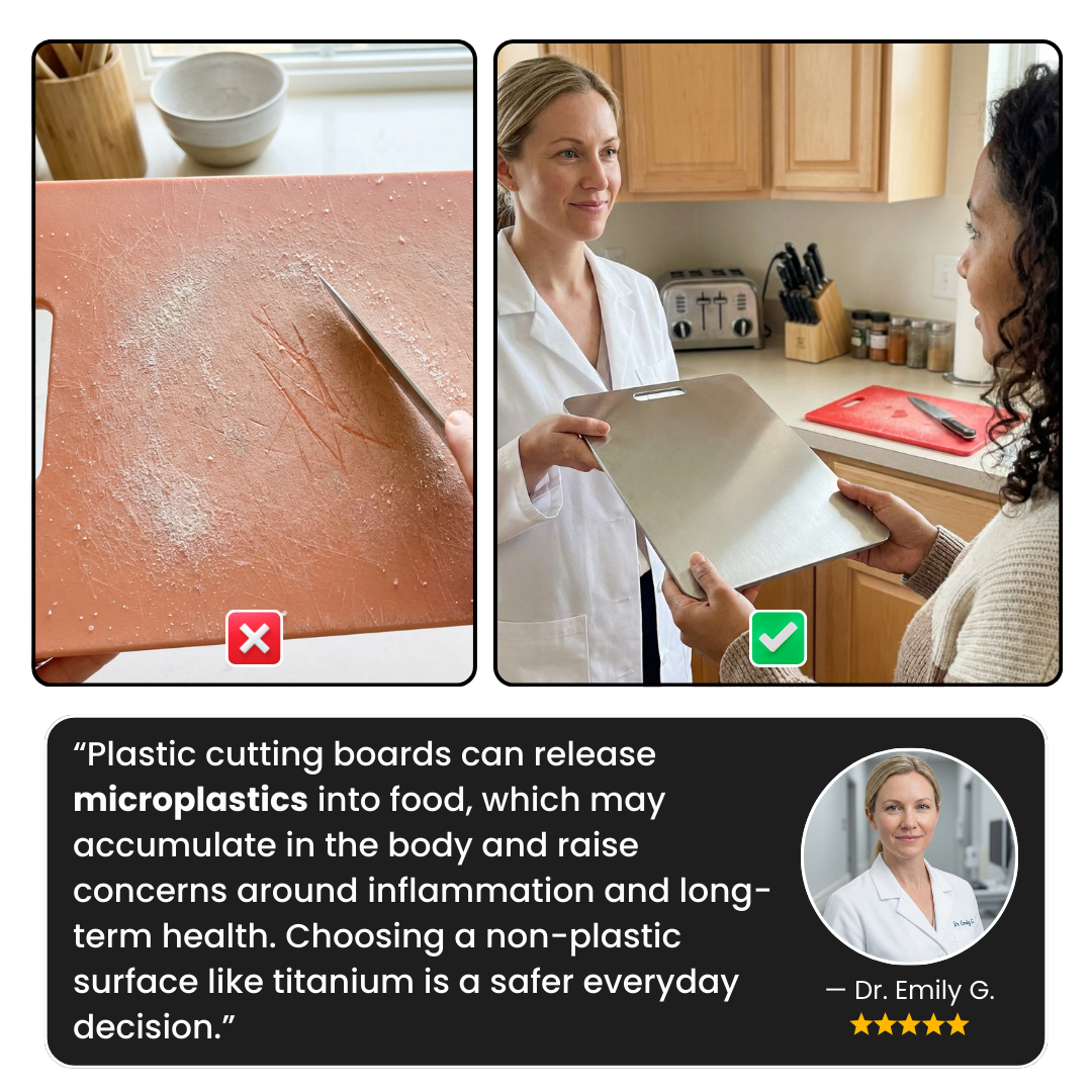 3-Piece Set | Titanium-Coated Stainless Steel Cutting Board: Clean Cuts. Hygienic. Zero Microplastics.