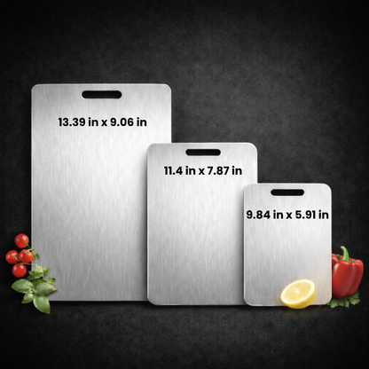 3-Piece Set | Titanium-Coated Stainless Steel Cutting Board: Clean Cuts. Hygienic. Zero Microplastics.